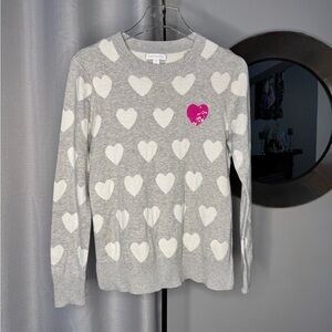 Charter Club Sequin Hearts Knit Long Sleeved Crew Neck Pullover Sweater Size M